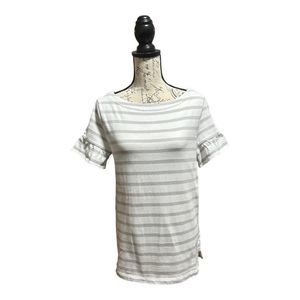 Lands End Striped Wide Neck Ruffle Sleeve Shirt Size 6/8